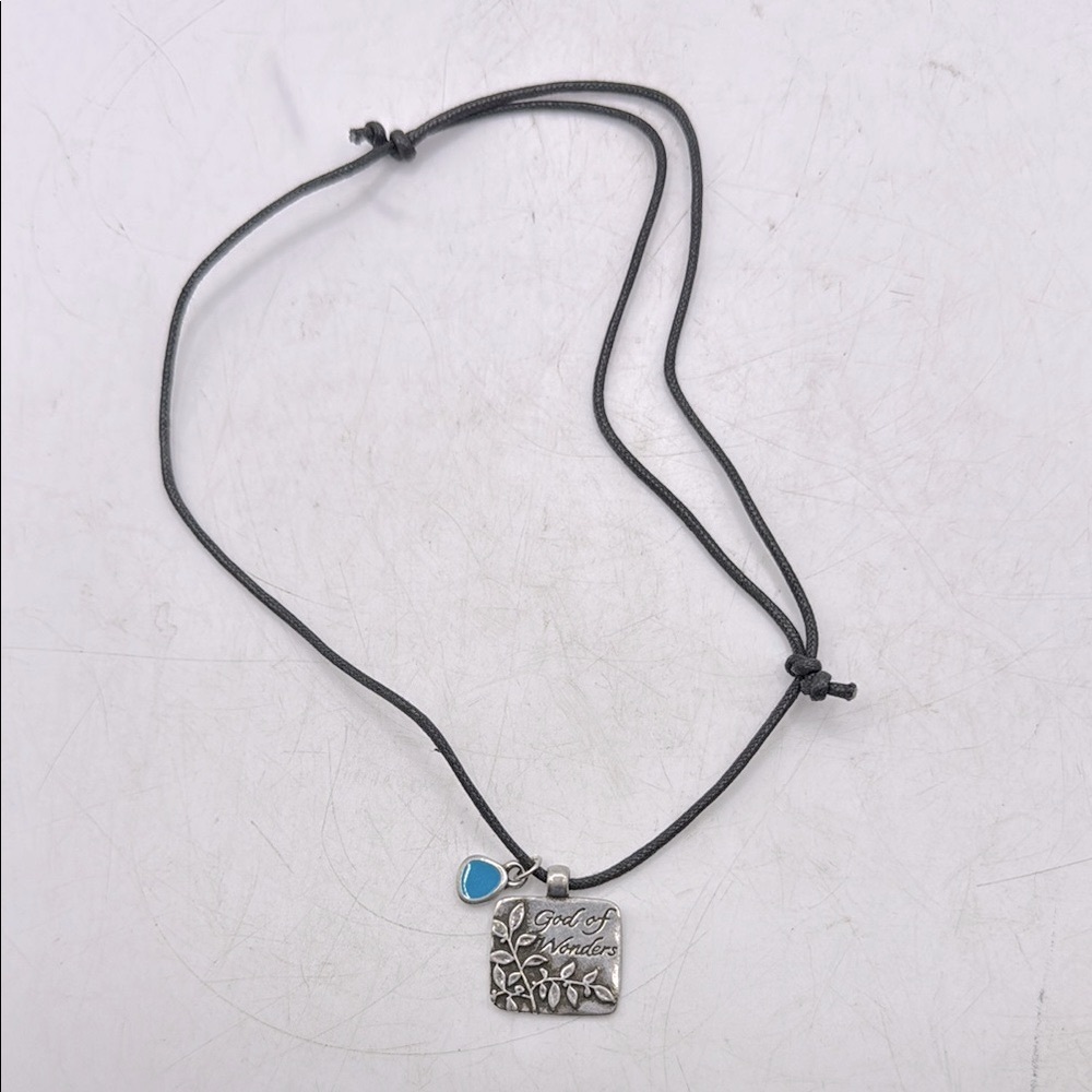 BSD Bob Siemon Design Silver Tone Pendant Necklace Charm God Of Wonders Verse